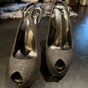 Giuseppe Zanotti Black open toe platform stiletto heels